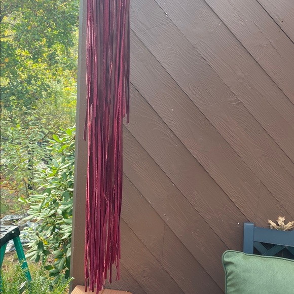 DarkestStarUK - OOAK - Leather Fringe Collar.Black leather collar/Magenta Fringe - Picture 12 of 12